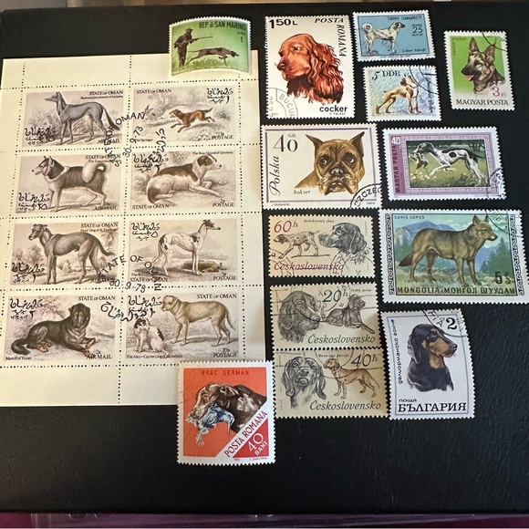Vintage Worldwide Hunting Dog Postage Stamps – Oman Full Sheet - Picture 3 of 8
